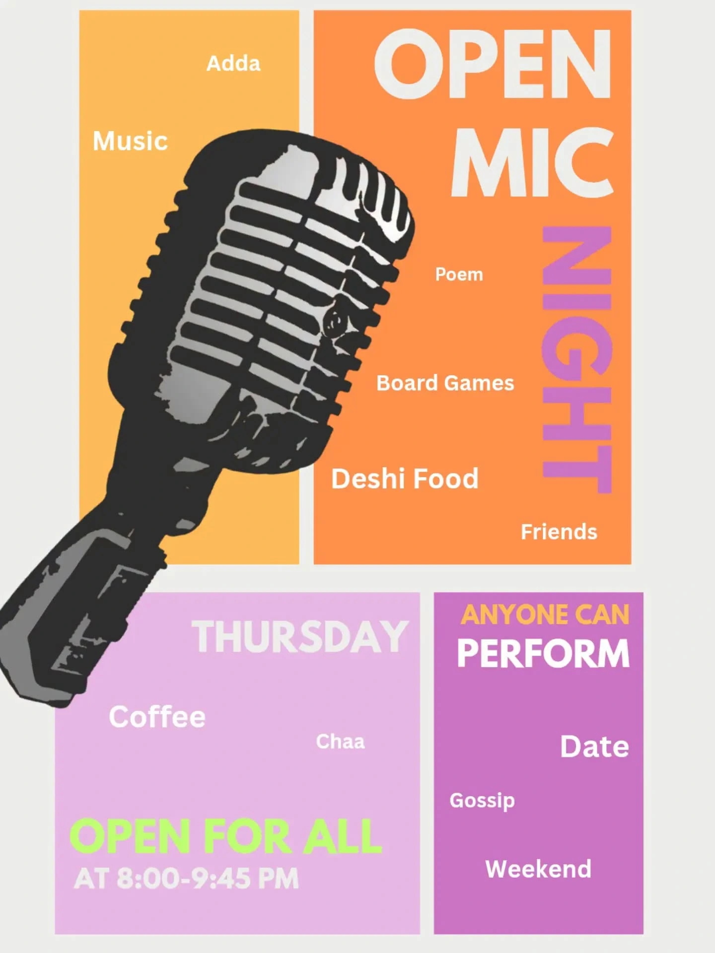 Thursday Night Open Mic — 22 October — official Jatra Biroti poster